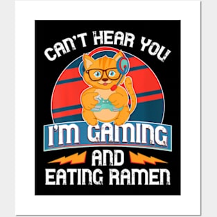 Hear You  Gaming Video Gamer Ramen Cat Posters and Art